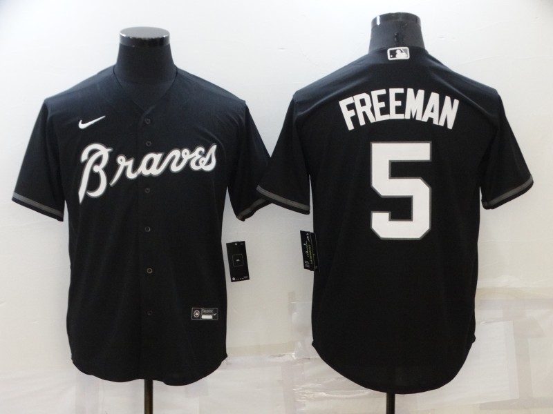 Cheap 2022 Men Atlanta Braves 5 Freeman black Nike Game MLB Jerseys